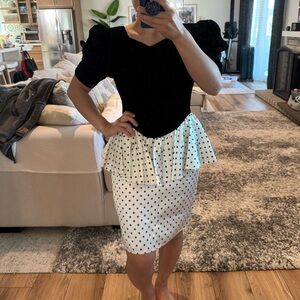 Vintage Gunne Sax Jessica McClintock Party Dress Ruffle Polka Dot Velvet (XS)